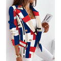 Fall and winternew arrivallong sleeves double-breasted fashioncasualprinting small suit women's silmwoolenoutwear