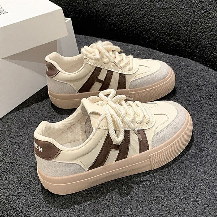 Niche style original design thick solewhite shoes women's 2025spring & fallnew arrival german training shoes retro sneakers sports casual shoes