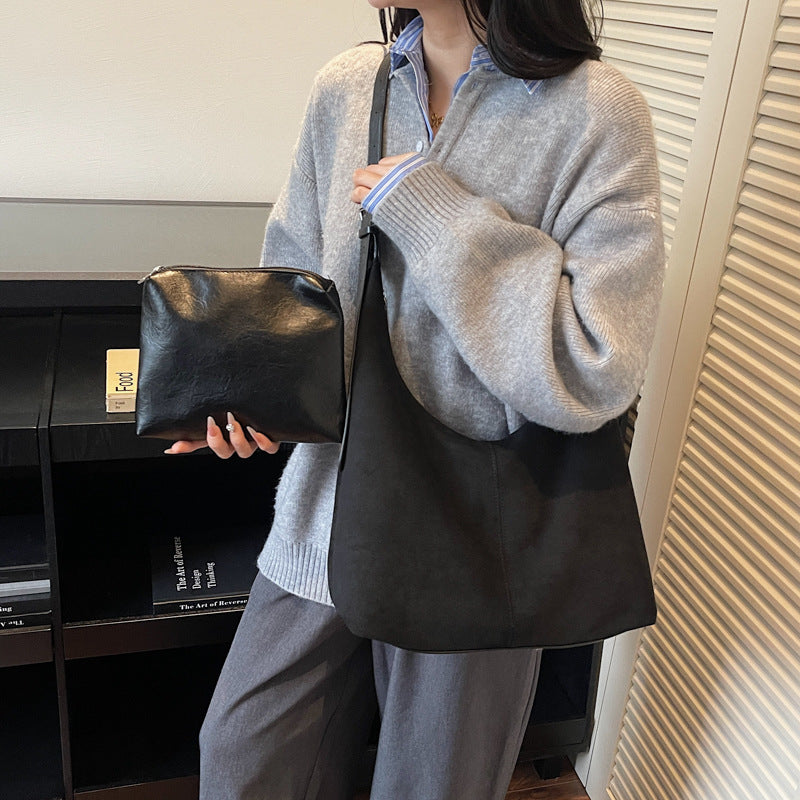 Retro large-capacity frosted bag for women new arrival mother-in-law bag fall and wintereasiest for match atmosphere bag casualwork clothing work bag