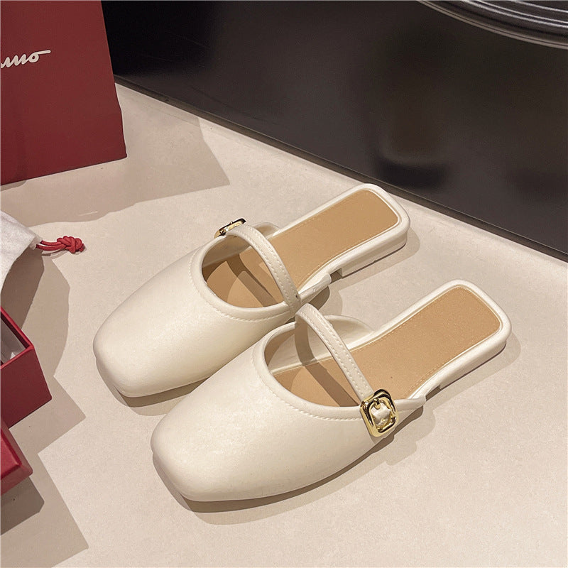 2024summer baotou slippers women's popular ins simple lazy western style sweet fairy style one-line sandals for women