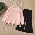 Dropshipping girls' knitted sweater two-piece set -  autumn/winter new collection - handmade floral pants outfit for baby girls