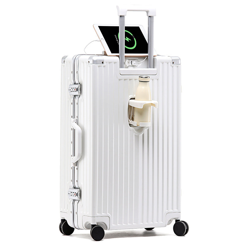 New high-value suitcase female trolley case aluminum frame universal wheel suitcase male student password case 24 leather cases