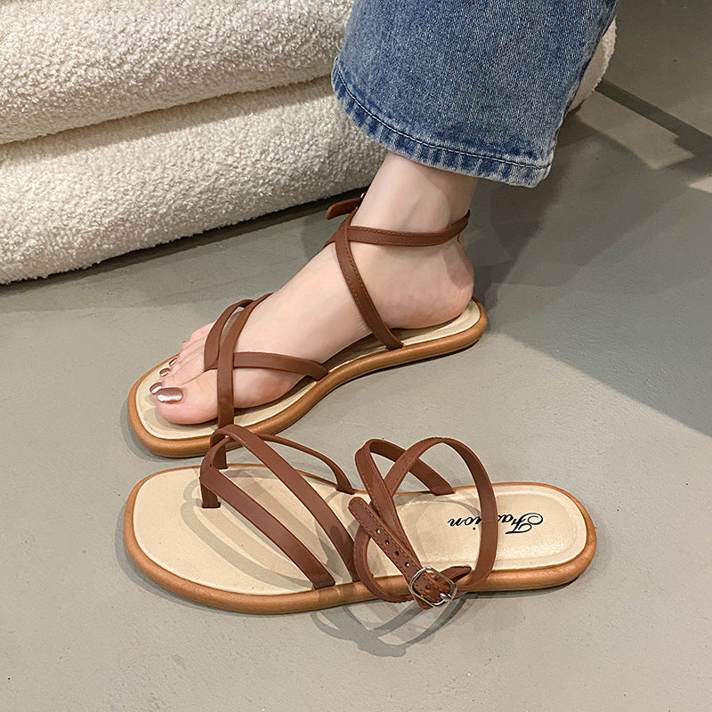 2025 new collection women's thong sandals - summer outdoor wear, flat roman sandals, one-strap flip-flops, women's footwear for export