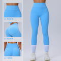 Fashion nude high waist yoga pants women's no embarrassment line high elastic sports tights peach butt lifting fitness pants