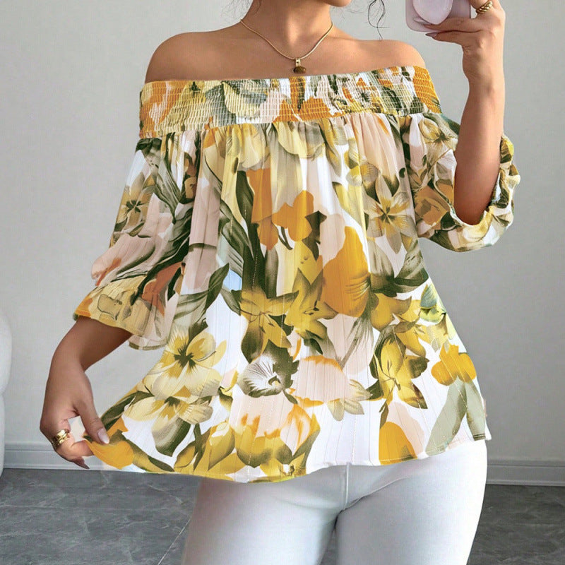 Women's  summer european and american style new long-sleeved loose pink blouse
