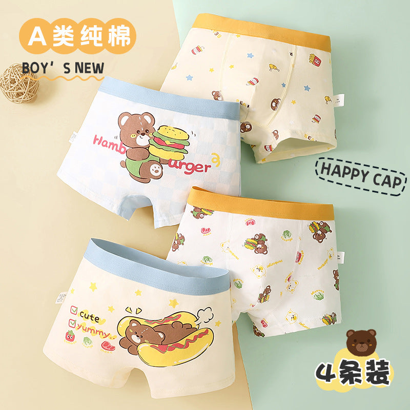 Children's underwear Class A cotton boys' underwear cartoon boxers medium and large children's baby student boxers children's underwear