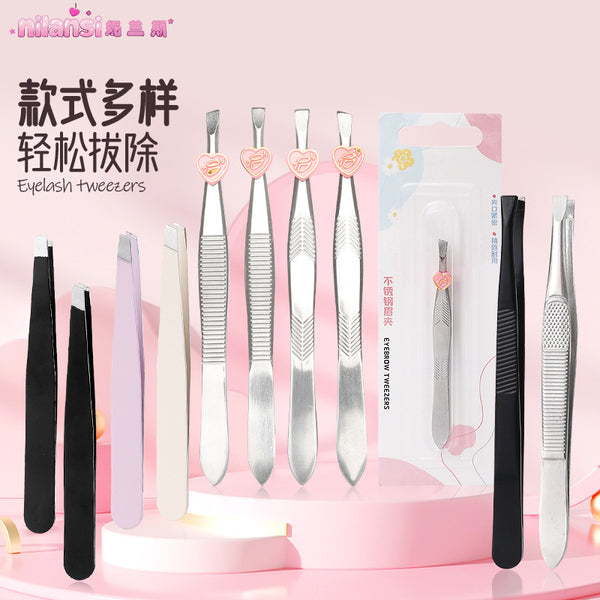 Stainless steel eyebrow clips, card packaging, beard plucking pliers, eyebrow trimmers, small forceps, eyelash stickers, multi-purpose eyebrow clips.