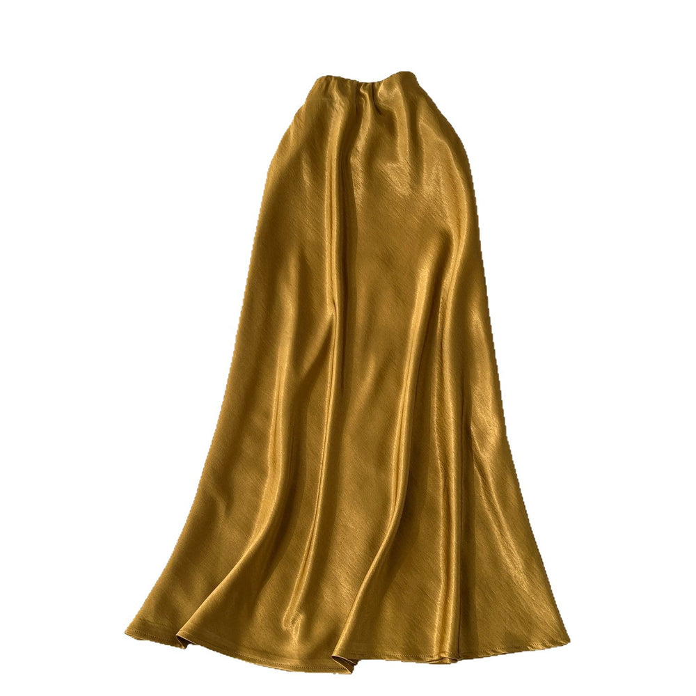 Premium satin midi skirt - 2025 new collection: luxurious, high-waisted, slimming a-line bodycon fishtail skirt with a beautiful drape