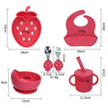 strawberry kids silicone plate and bowl set with suction cup - all-in-one design, baby silicone tableware, cartoon divided plate