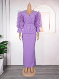 Fashion cross-border women's plus sizev neckdress african  fashion banquet dress high waist hip cover skirt