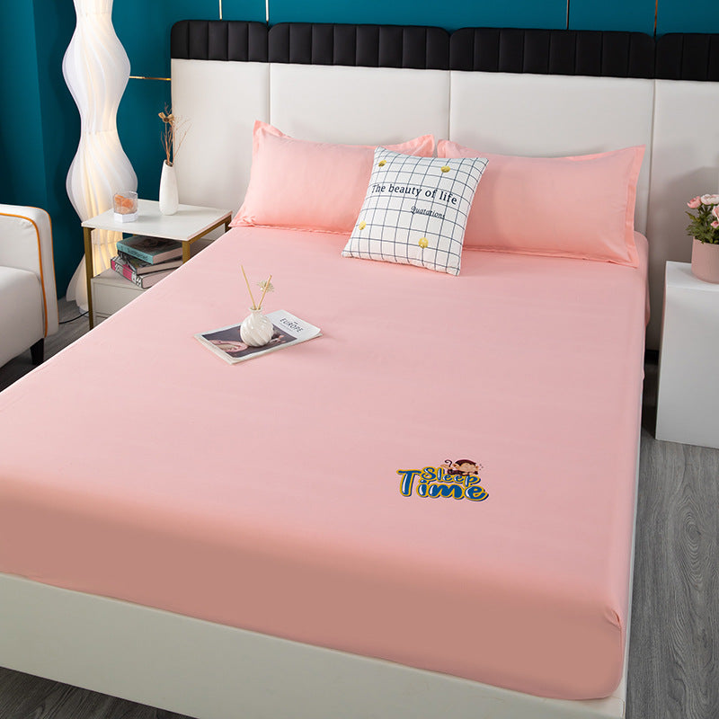 Bed sheets single piece fitted sheet all-inclusive bed cover mattress protector washed cotton summer maternal and infant washed cotton fitted sheet three-piece set