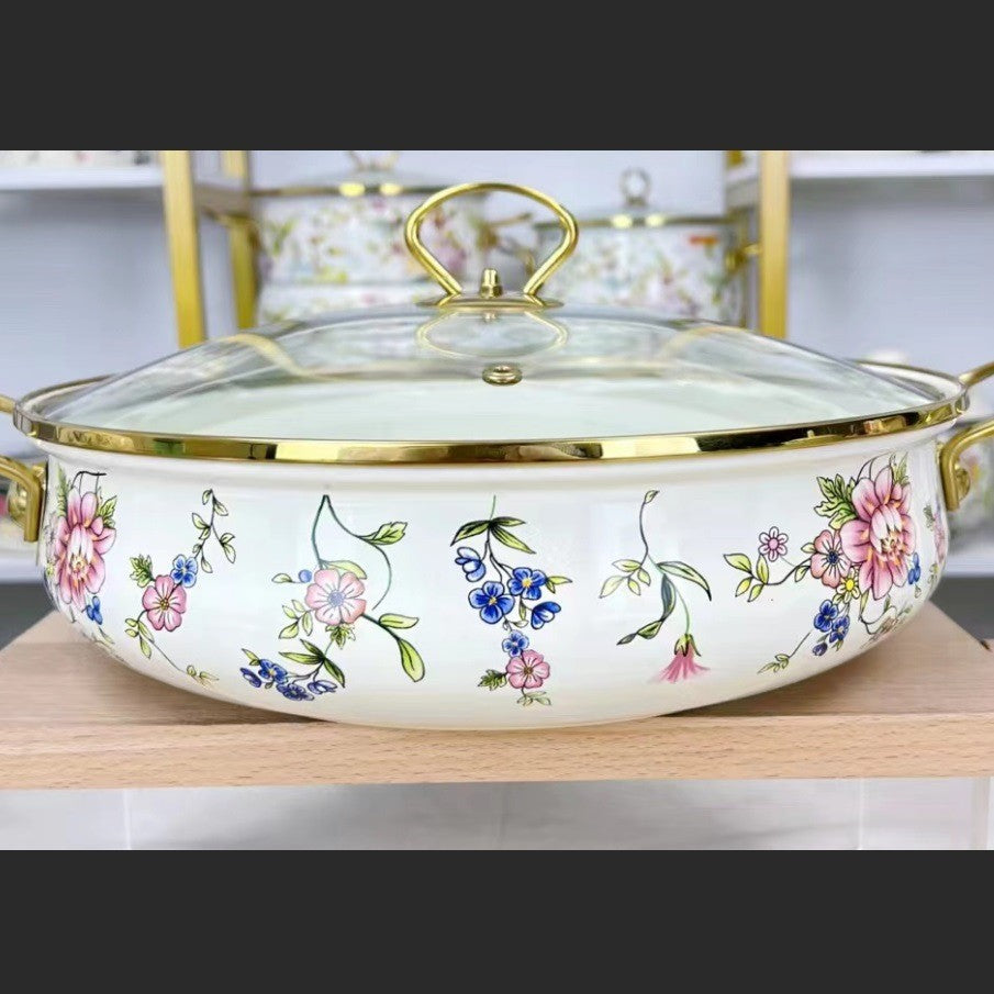 Hot-selling enamel soup pot and seafood pot for cross-border e-commerce, direct from the manufacturer. cast iron with a painted finish, perfect for home kitchens. sold individually