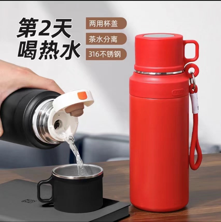 316 stainless steel insulated mug - portable outdoor sports thermos with tea infuser, tea separation, and lid - ideal for business and office use