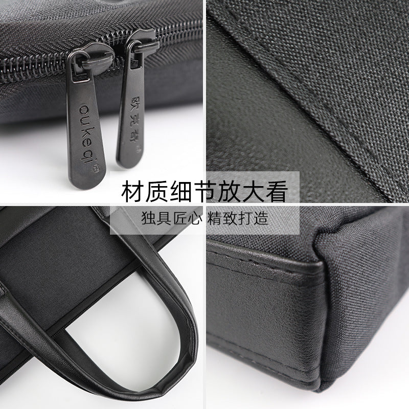 Portable briefcase zippered office bag conference bag satchel document bag document bag business bag printing logo