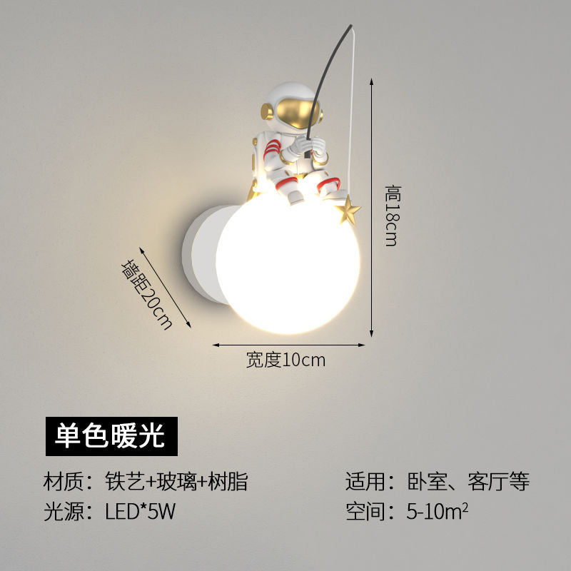 Wall lamp bedroom bedside wall lamp creative casual modern kids room moon astronaut living room popular wall lamp