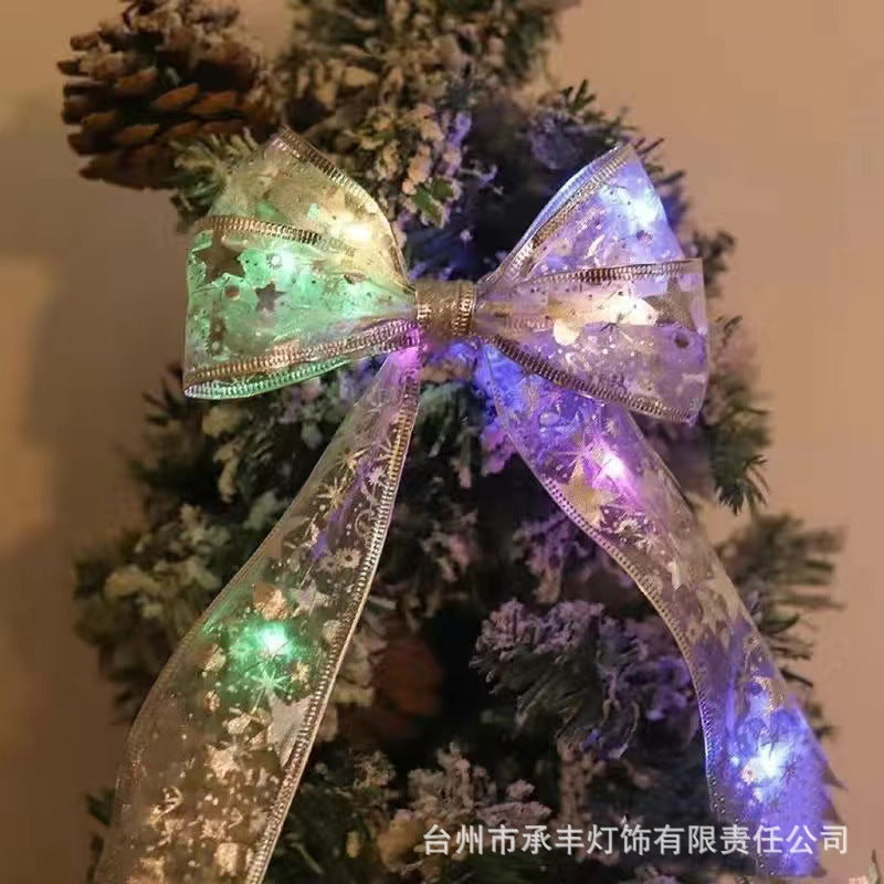 LED Christmas Ribbon Light String, Bouquet Gift Box Christmas Tree Decoration Satin Light Room Bedroom Gypsy Ambient Light
