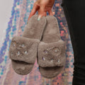new arrivalfashionpopular rhinestone fur slippers women's fall and winter home thickenedheattech floor cotton slippers