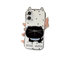 Polka dot black cat new slim waist cat ear phone case for iphone 16 pro max & apple 15 protective cover