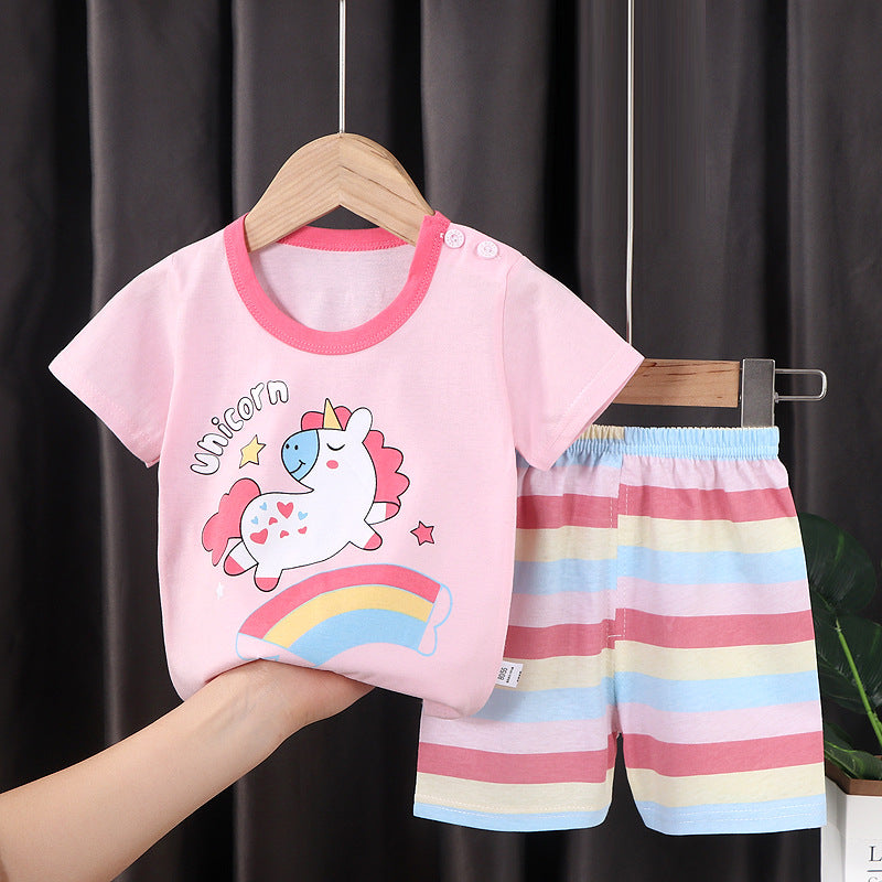 summer new arrival: 100% cotton kids' short-sleeve t-shirt and shorts set - korean style infant and toddler two-piece outfit