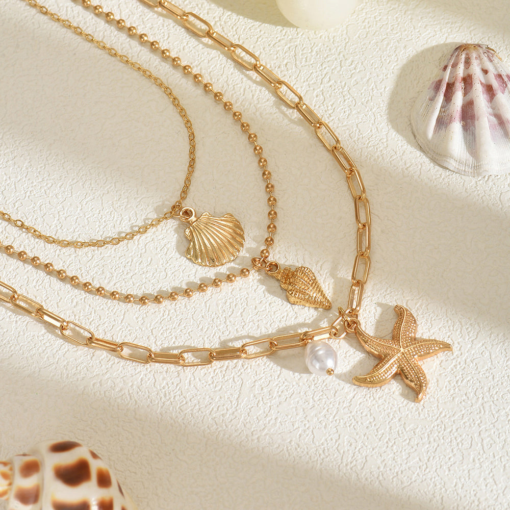 necklace wholesale niche styleclassy metal jewelry starfish pendant accessories ins style conch shell necklace