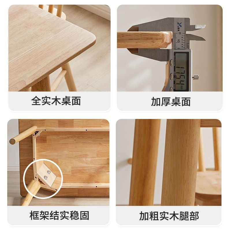 All solid wood dining table small apartment for homecasual rectangular dining table scandinavian restaurant table and chair combination wood color