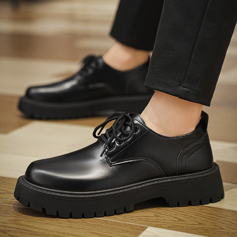 Men's leather derby shoes - business casual, spring collection, chunky sole, height increasing, trendy & comfortable