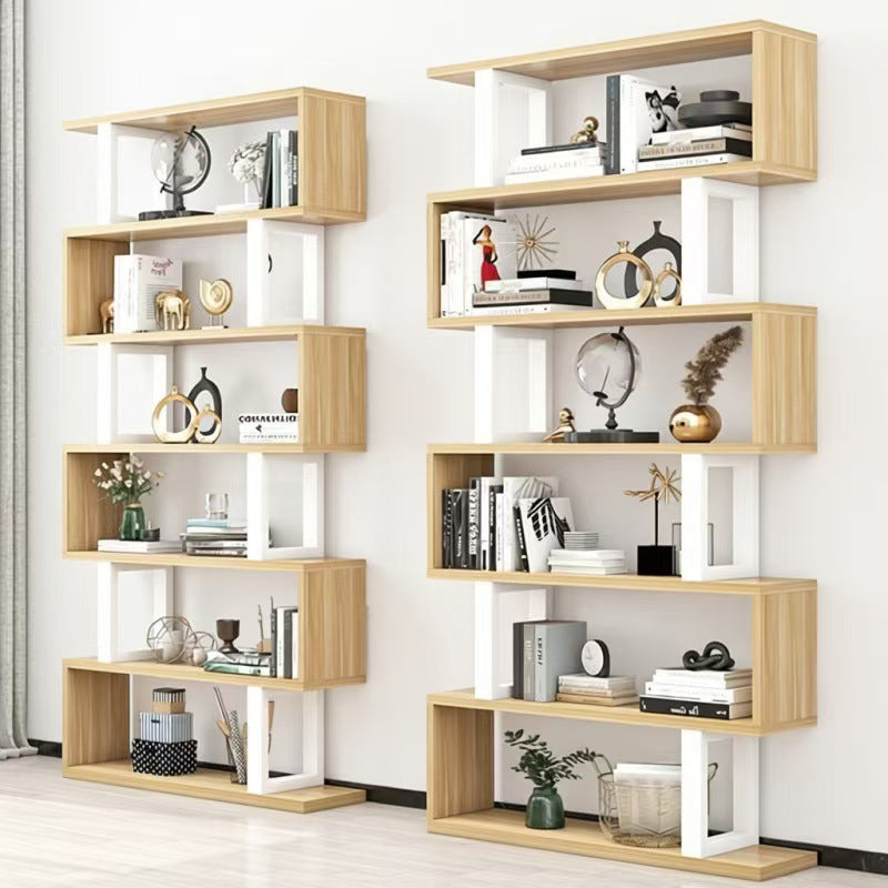 Bookshelf storage rack floor-standing iron art living room partition storage display shelf modern casual file multi-layer storage cabinet