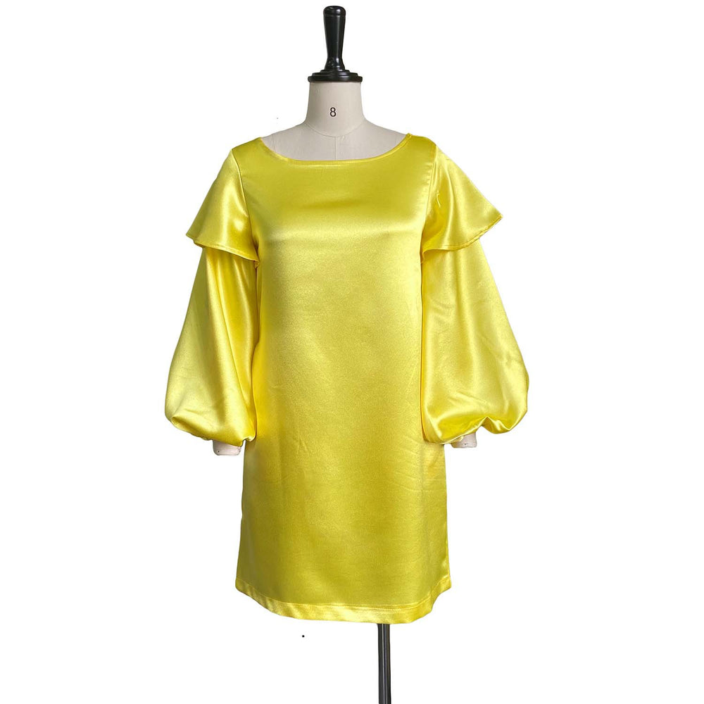 D3075 independent station  cross-border spring/summer new arrival solid color puff sleeve loose casual plus size european and american style dress