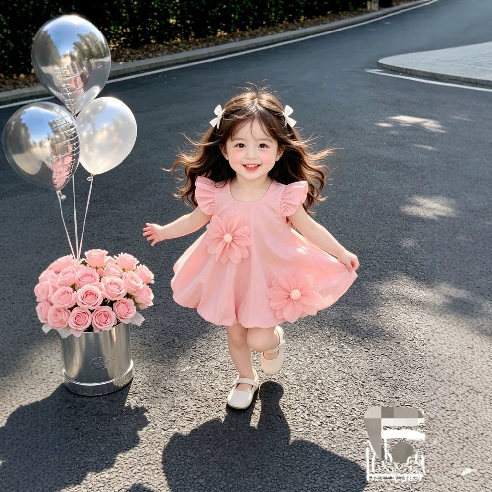 Girls' summer dress - stylish and trendy flutter sleeve princess dress for toddlers and babies - floral summer outfit