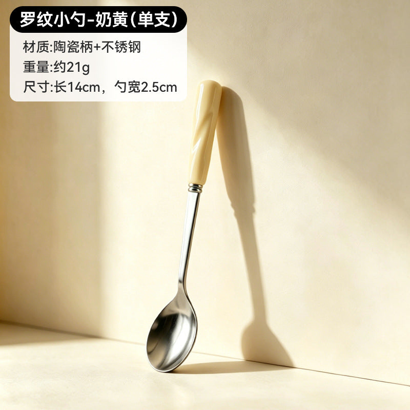 304 food grade stainless steel twisted fruit fork set creative colorful storage cup ceramic cup holder wholesale