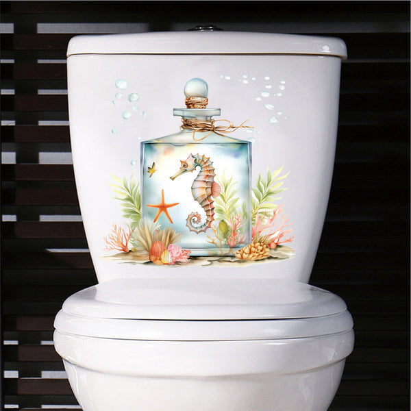 Cross-border   submarine seaweed water bottle toilet sticker arrangement bathroom toilet wall sticker