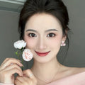 Super sweet pink crystal flower earrings - women's spring fashion studs, 2026 new trendy, unique & elegant earrings