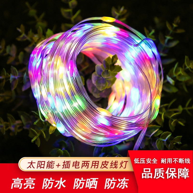 LED solar leather line light new low voltage 24V lantern gypsy star flashing light string outdoor garden decoration around tree light