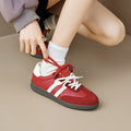 Versatile retro red german army trainers (gats) - women's 2026 autumn new collection - flat sole athletic casual sneakers - agnes shoes