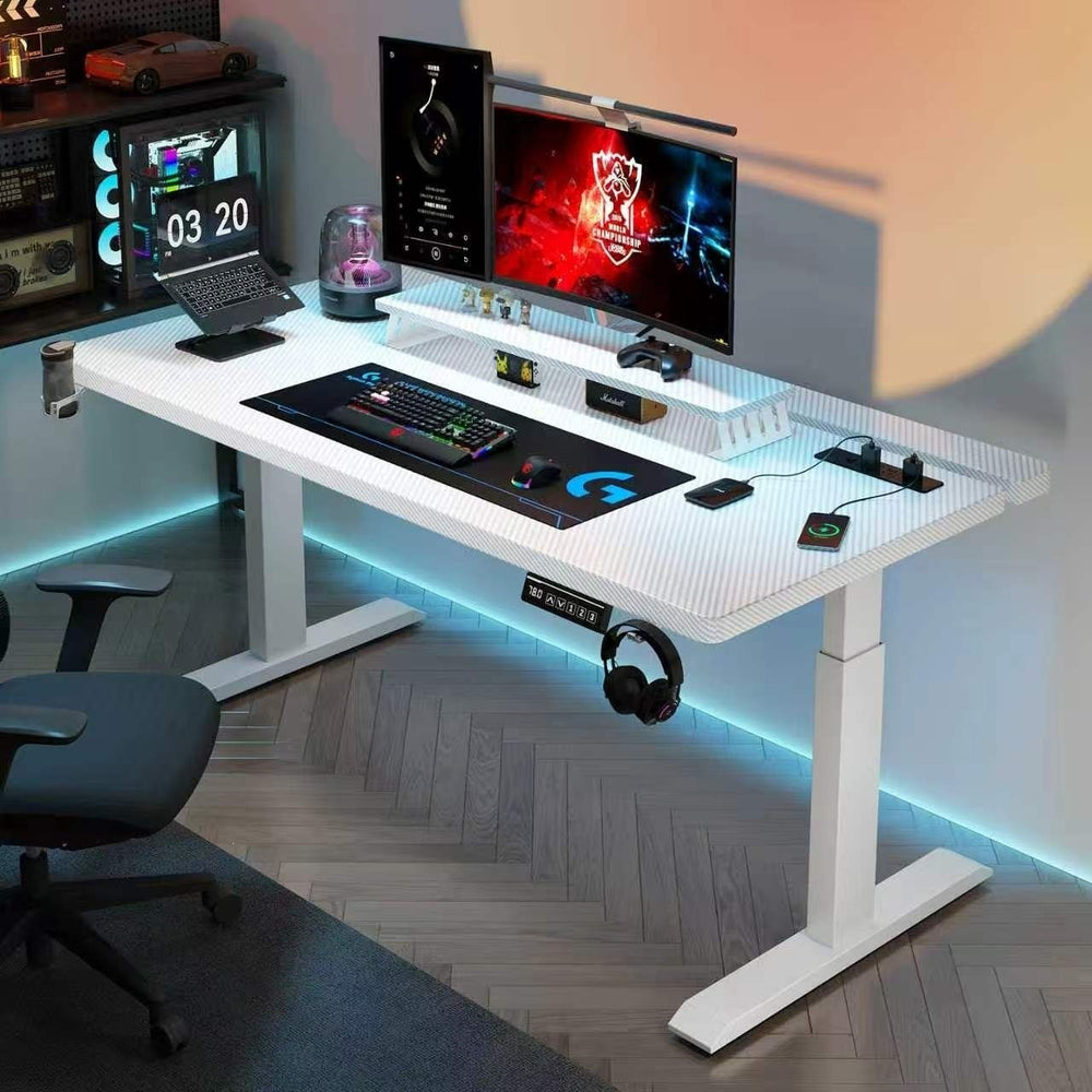 Electric adjustable height carbon fiber computer desk - desktop gaming desk - height adjustable office table