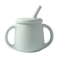 new food-grade silicone straw cup, kids' water bottle, baby training cup, drop-proof milk cup, feeding utensil