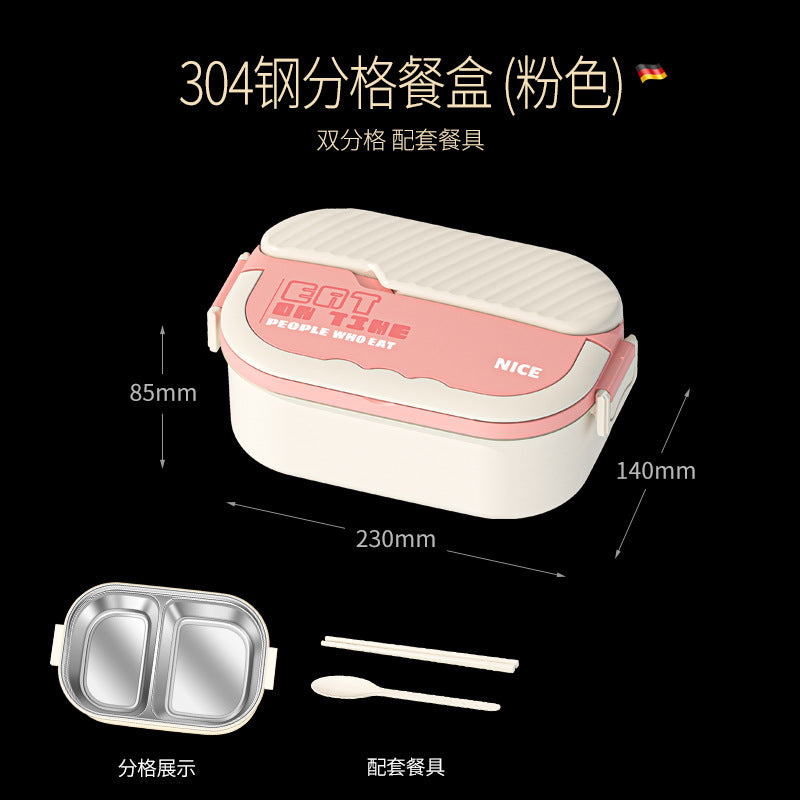 304 stainless steel thermal insulation lunch box Office workers can microwave oven heating large-capacity lunch box student grid bento box