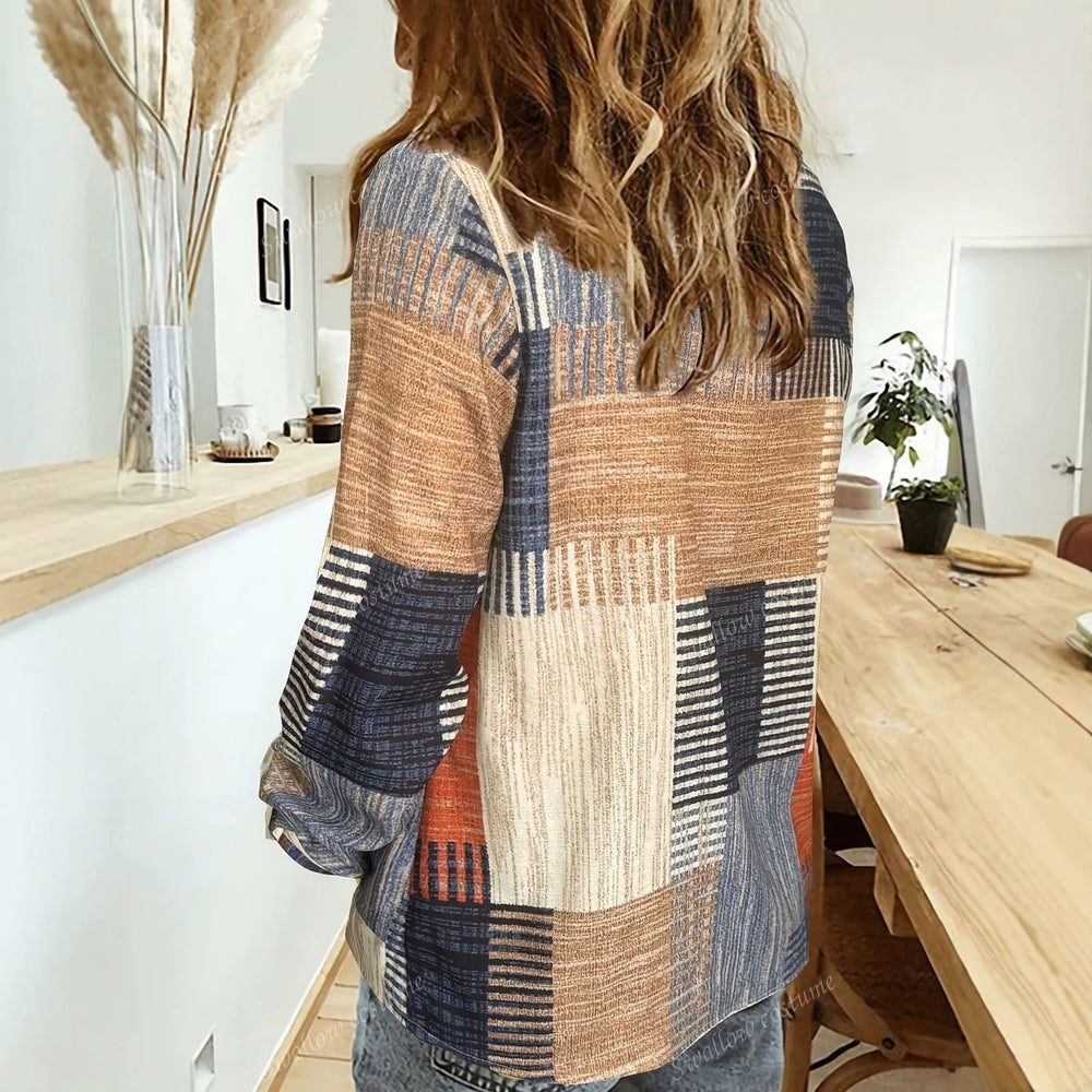 wholesale women's long-sleeved shirts, trendy all-season shirts with popular cross-border print designs, dropshipping available