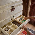 French chic copper wire jewelry display cabinet - italian luxury hard case with mirror and drawers