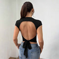 Amazon  european and american cross-border spring/summer sexy hot girl slimming figure-hugging backless tie-up top