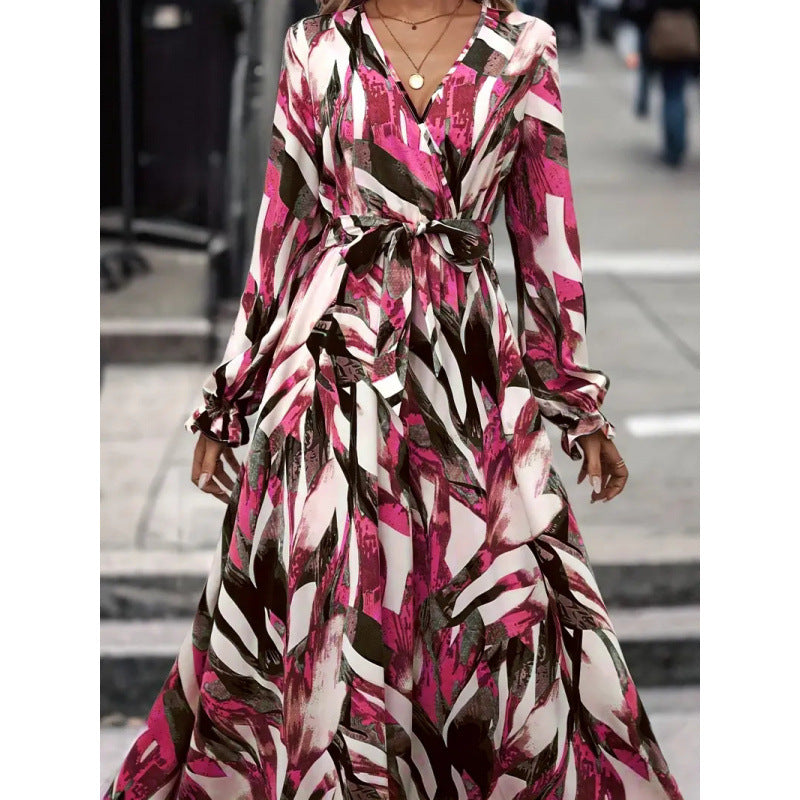 Shipped:  european and american cross-border women's fashion,  independent store new bohemian print dress
