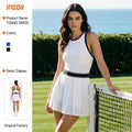 quick-drying yoga one-piece skirt with breast pads, color-blocked pleated skirt, high-elastic anti-exposure golf tennis skirt for women