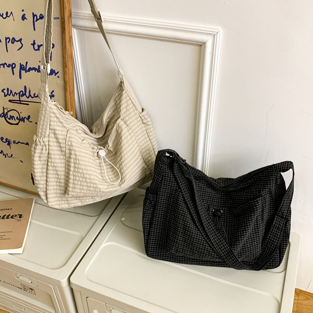 Large capacity bag women's fashionplaidnew arrivalk-stylecasual shoulder crossbody bag cloth bag work clothing dumpling bag