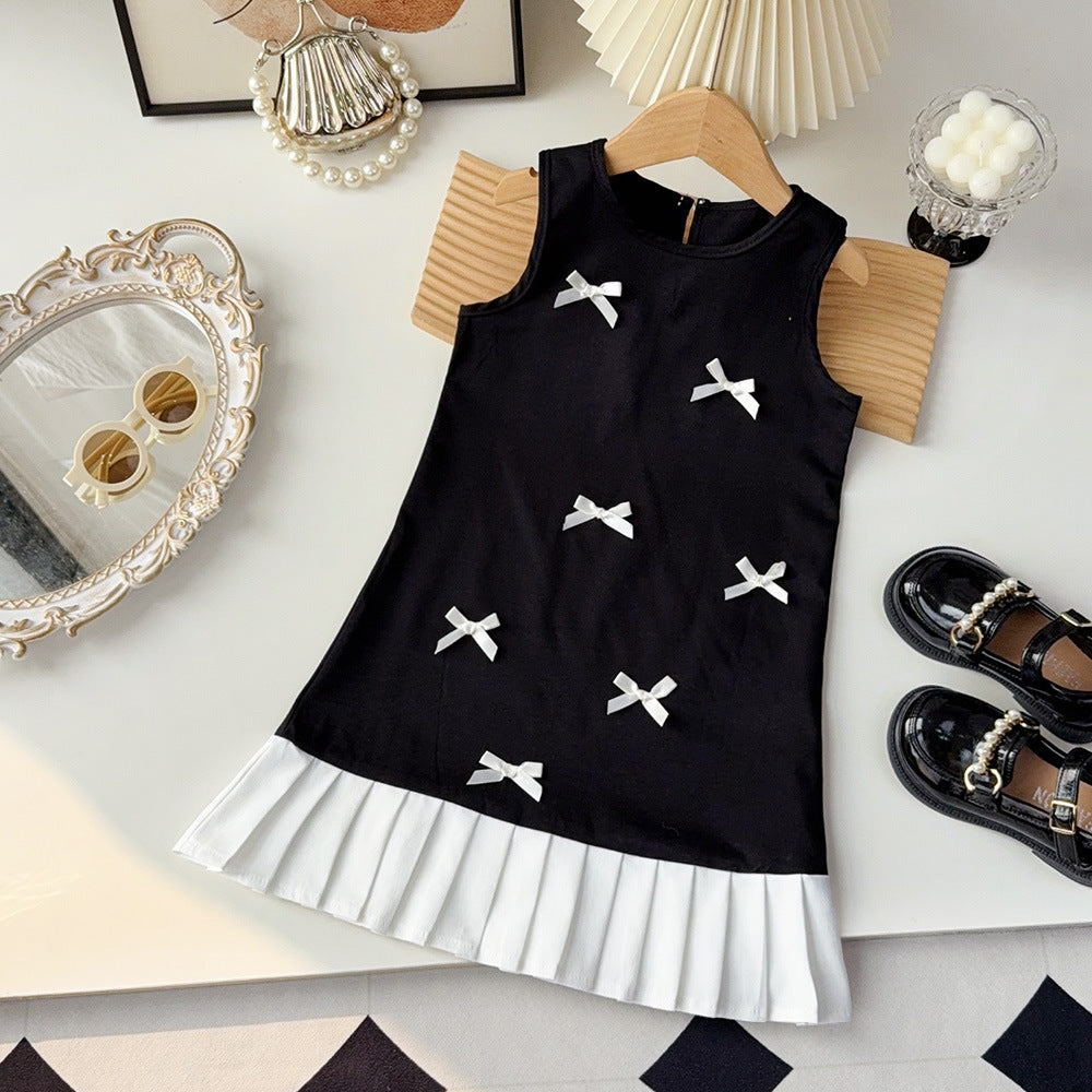 Girls' chanel-inspired vest dress,  summer new arrival, sleeveless korean style slim-fit patchwork dress for baby girls