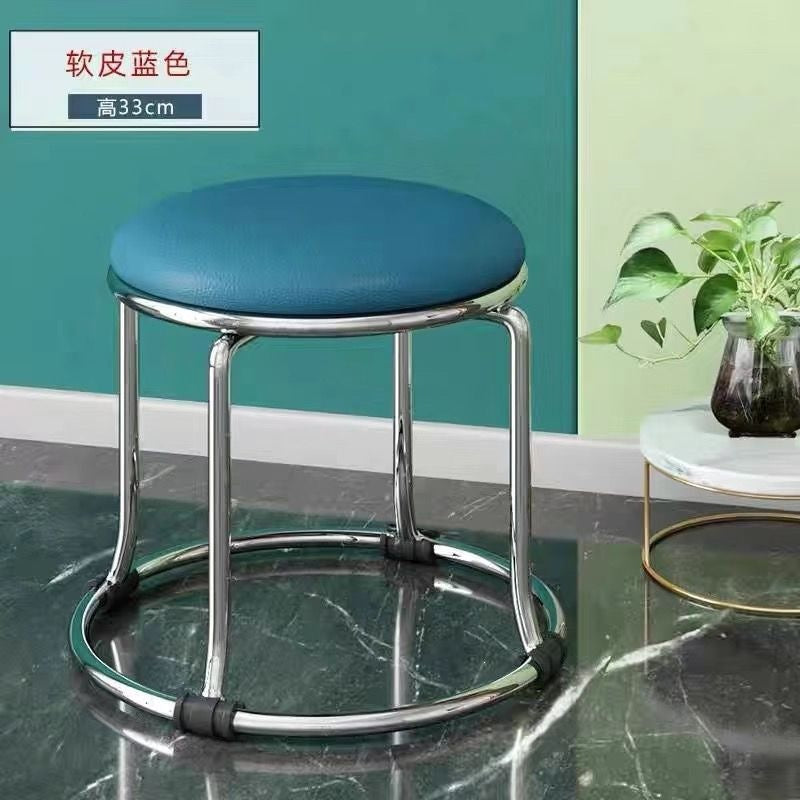 Accessible luxury stoolfor homesoft bag short stool steel bar stool portable practical shoe changing stool coffee table stool carbon steel frame round stool no