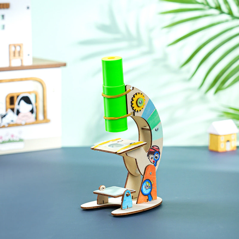 Microscope wood technology small production homemade handmade DIY assembly maker STEAM educational equipment package scientific experiment