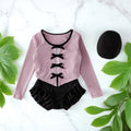 Baby girl swimsuit long sleeve  new korean style bowknot long sleeve two-piece set halter one-piece swimsuit beachwear