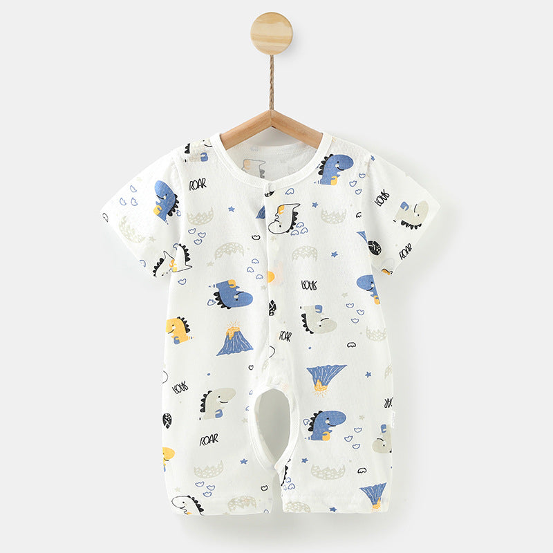 Baby short-sleeve romper, 100% cotton, newborn infant sleep sack, crawling suit, 0-1 year old, summer lightweight clothing