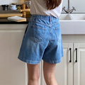 Amazon  hot selling denim shorts women's summer ins trendy straight leg cropped shorts washed fashion denim shorts