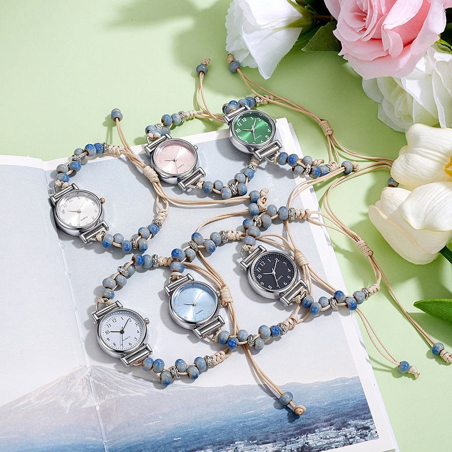 Xiaoxiangfeng braided watch girls bracelet watch nicheaccessible luxuryinschiceasiest for matchcamellia beaded watch